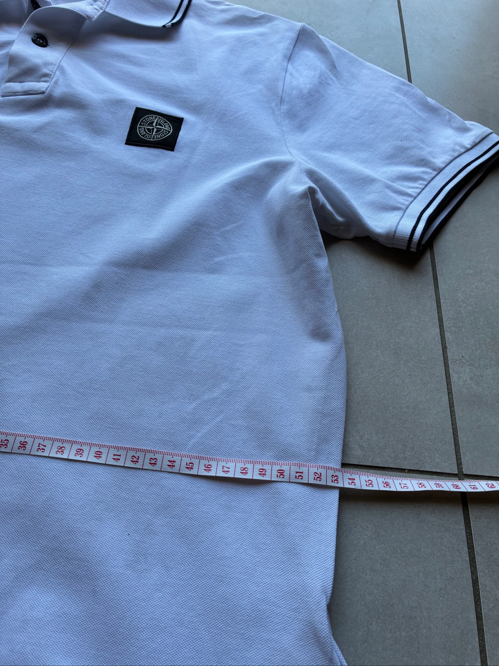 Polo Stone Island Branco Autêntico com Logo Bordado Y2K Slim Fit Tamanho GG – Ótimo Estado – photo 9